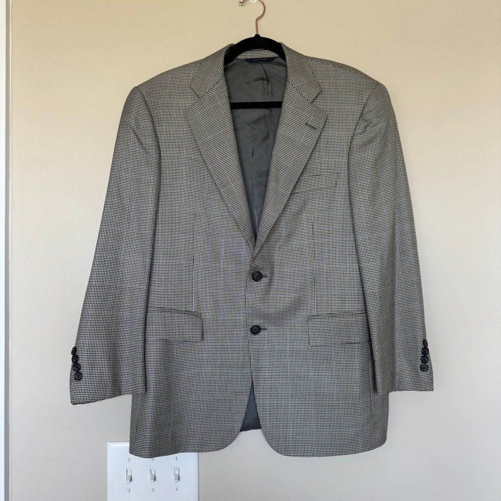Brooks Brothers 1818 Madison Silk Wool Houndstooth Sport Coat Blazer 38S Italy